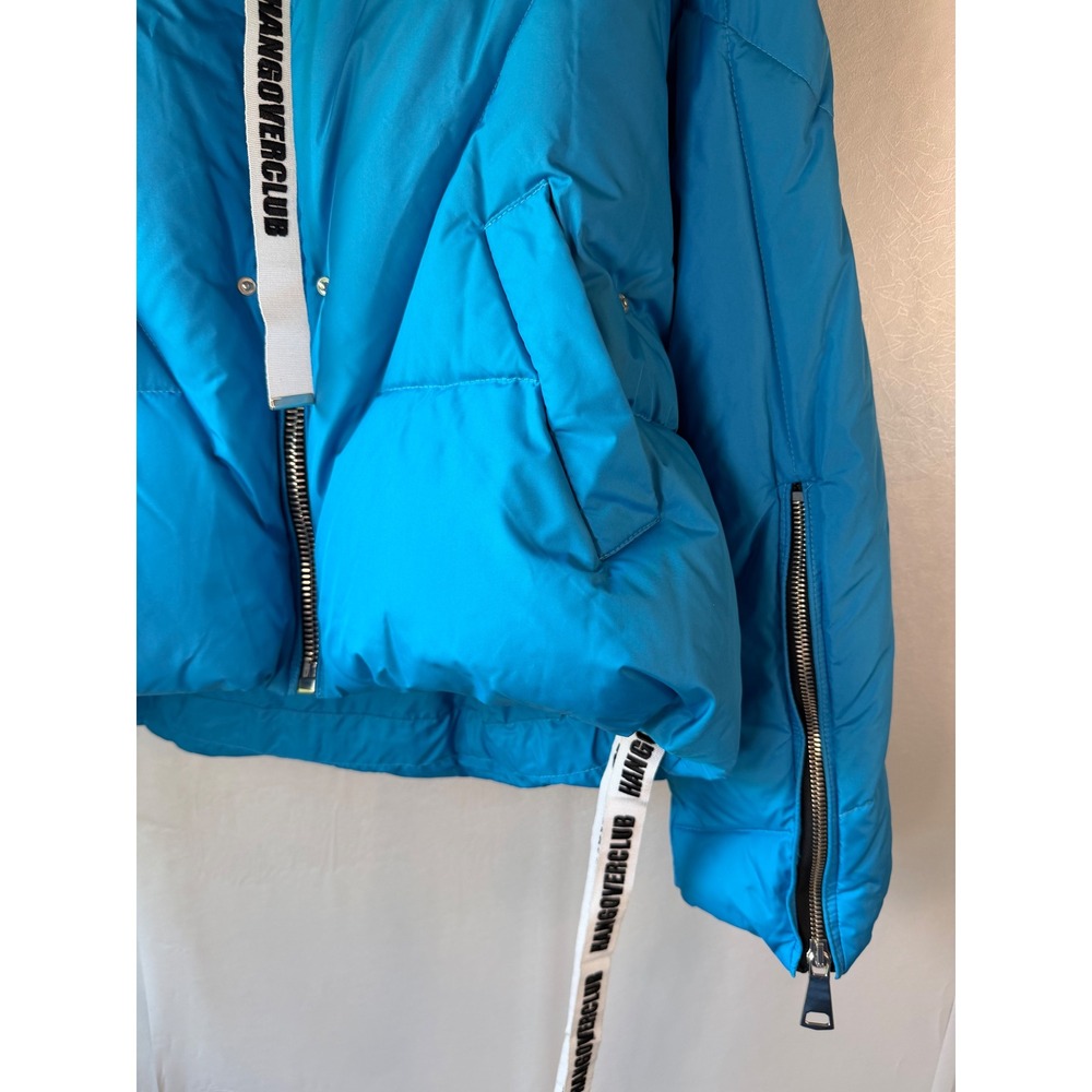 Khrisjoy Khris Hangover Club Puffer Jacket Turquoise Logo Drawstring Size 01 - Picture 6 of 16